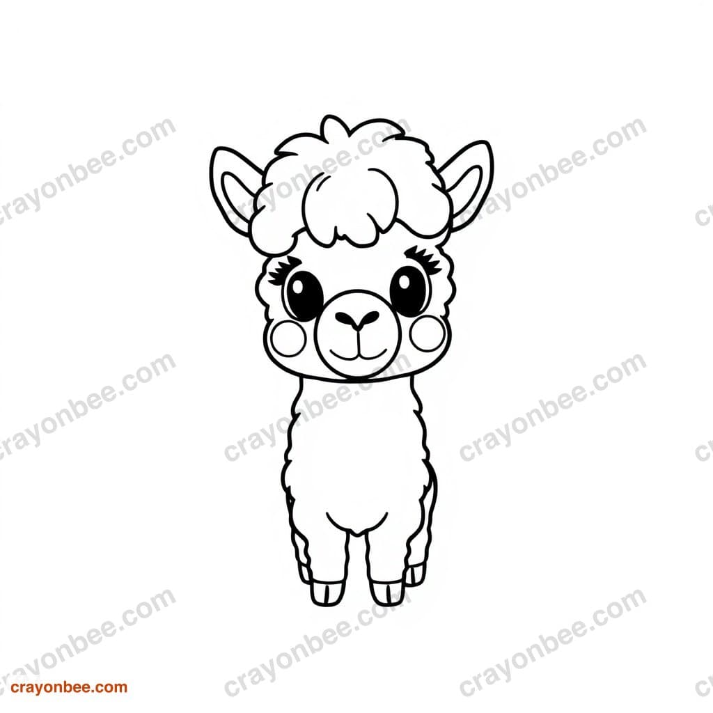 Alpaca Coloring Page — Free Printable PDF