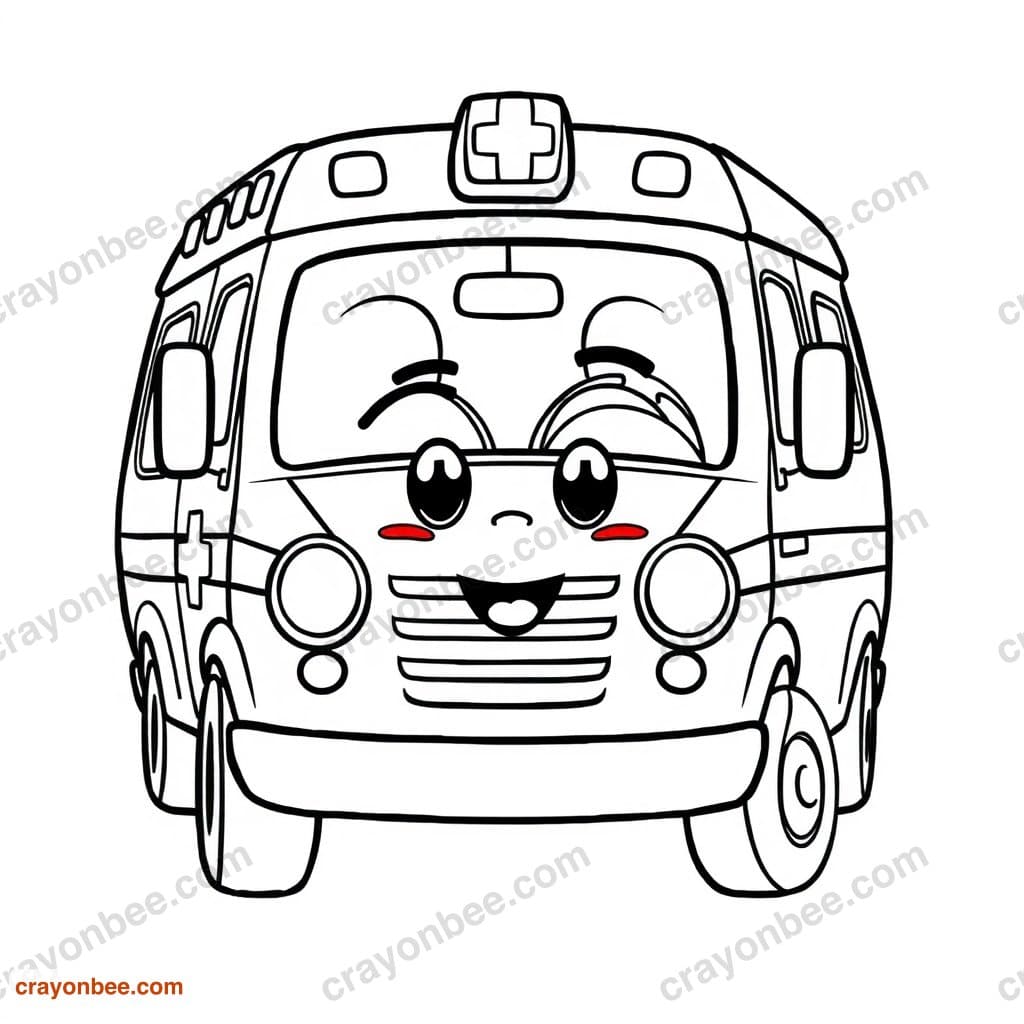 Ambulance Van Coloring Page — Free Printable PDF