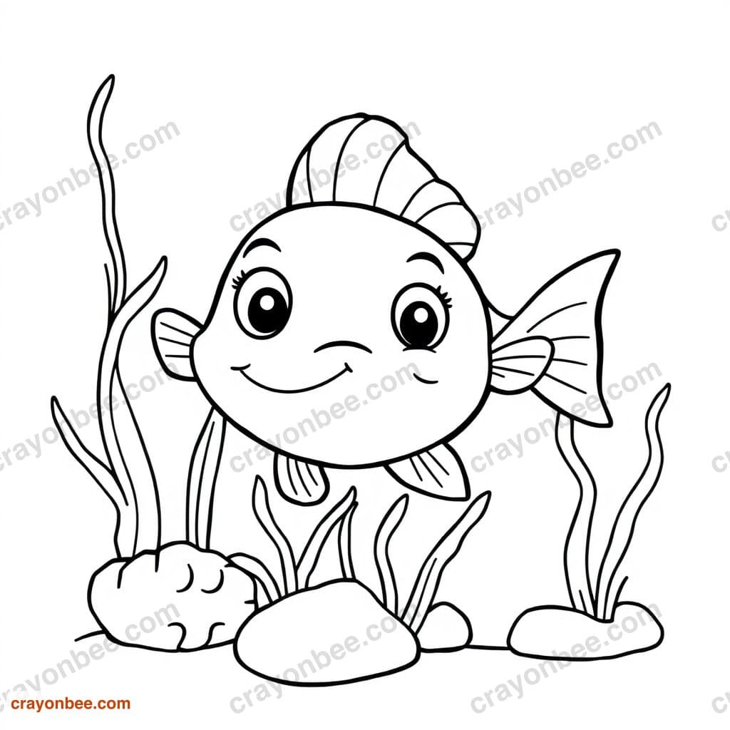 Aquarium With Fish Coloring Page — Free Printable PDF