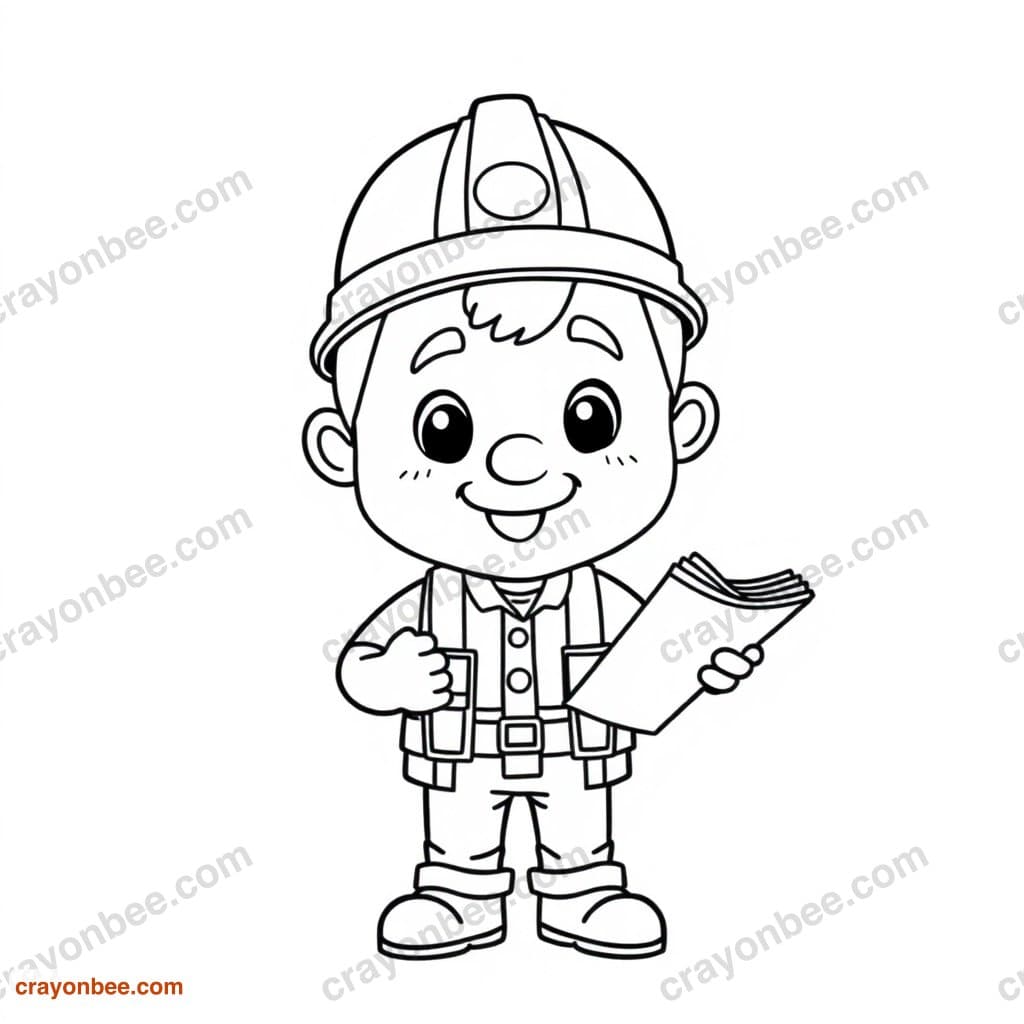 Architect With Plans Coloring Page — Free Printable PDF