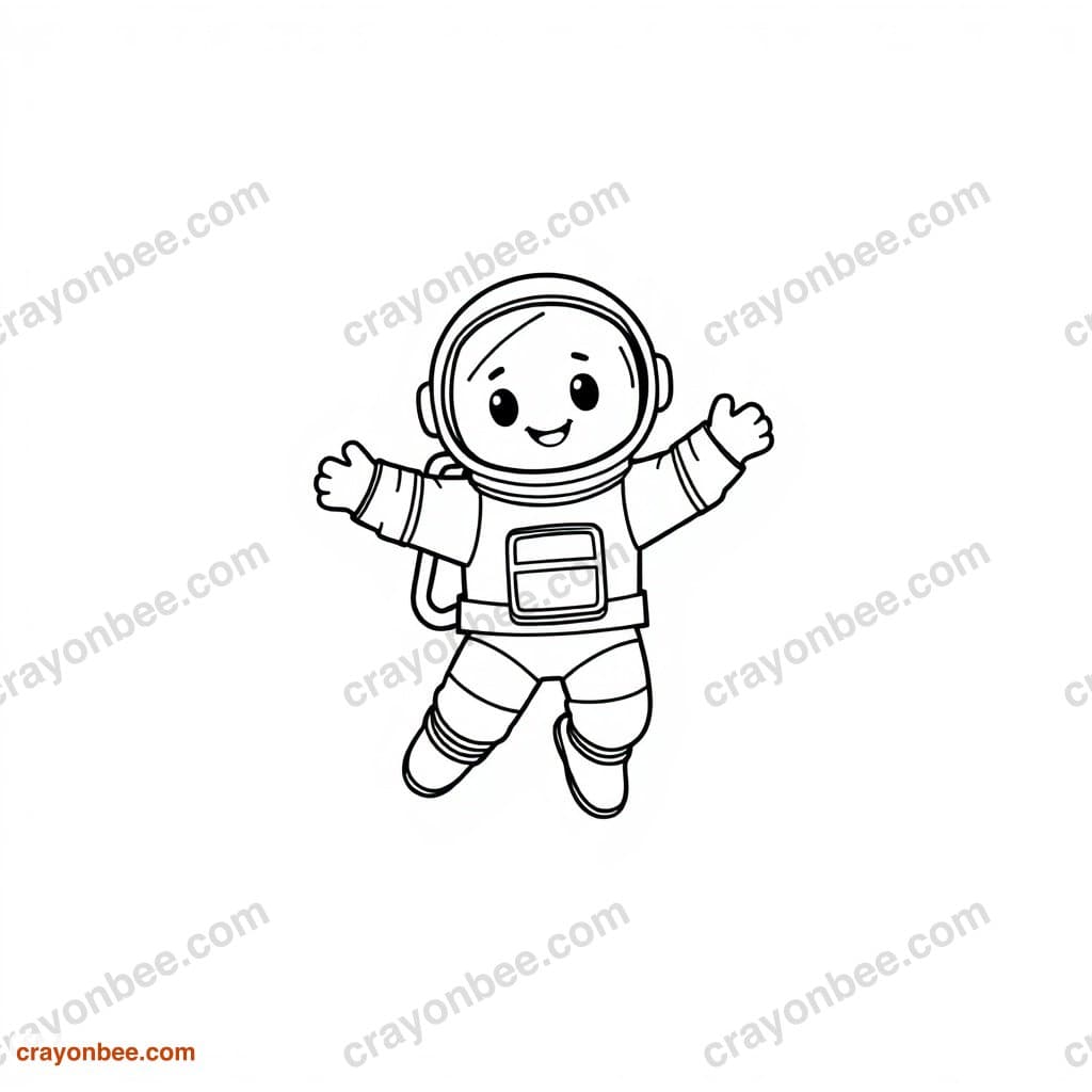 Astronaut Floating Coloring Page — Free Printable PDF