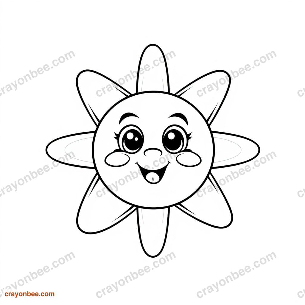 Atom Model Simple Coloring Page — Free Printable PDF