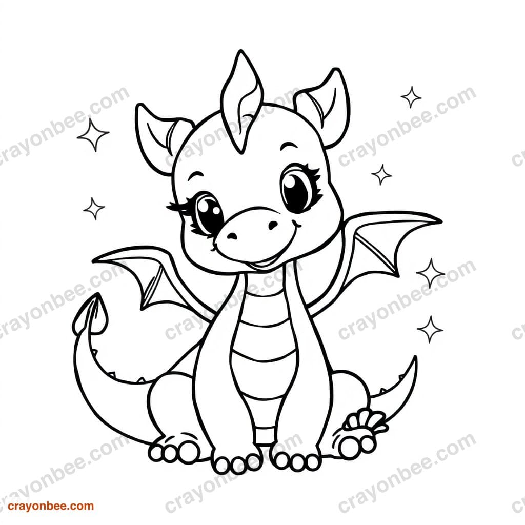 Baby Dragon Coloring Page — Free Printable PDF