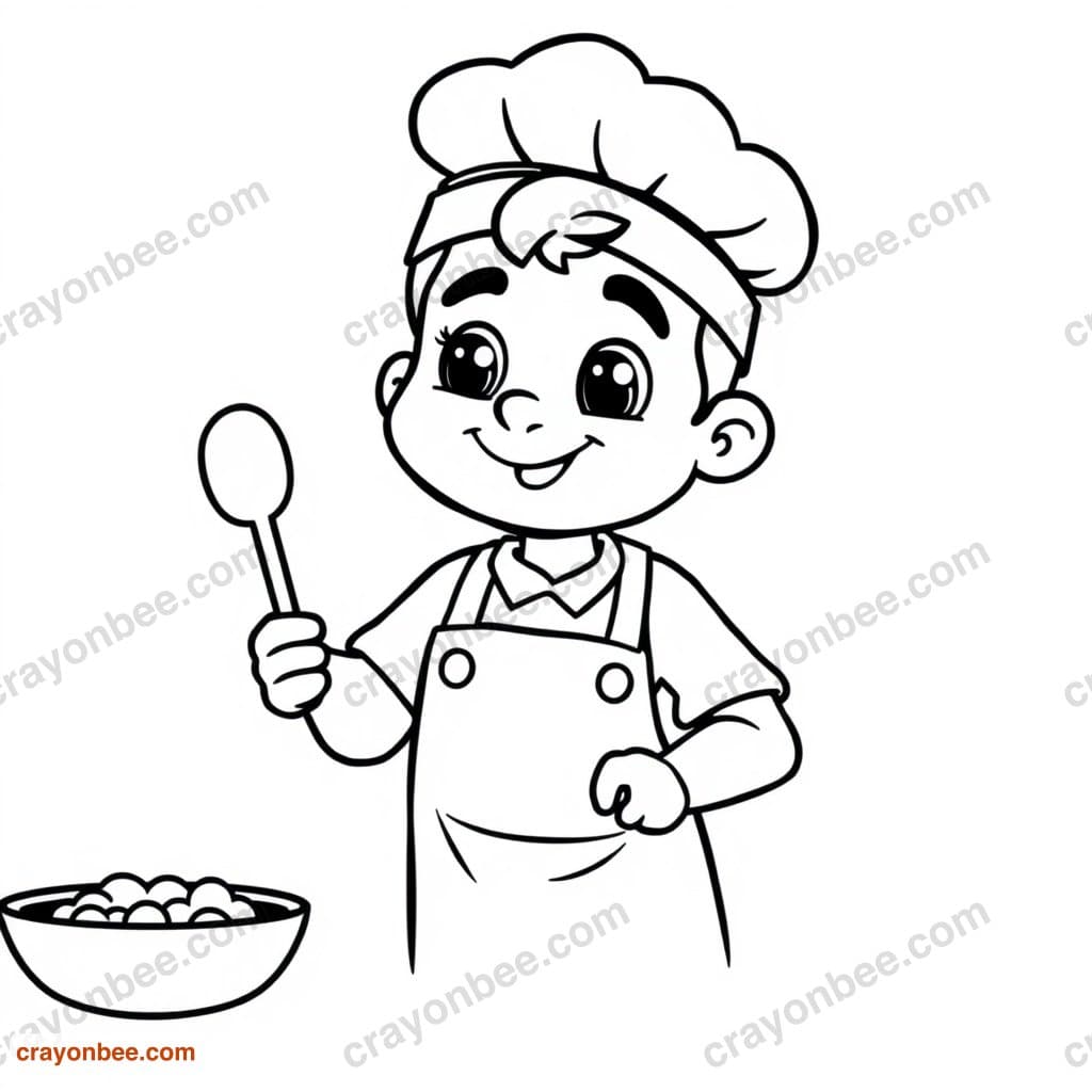 Baker Coloring Page — Free Printable PDF