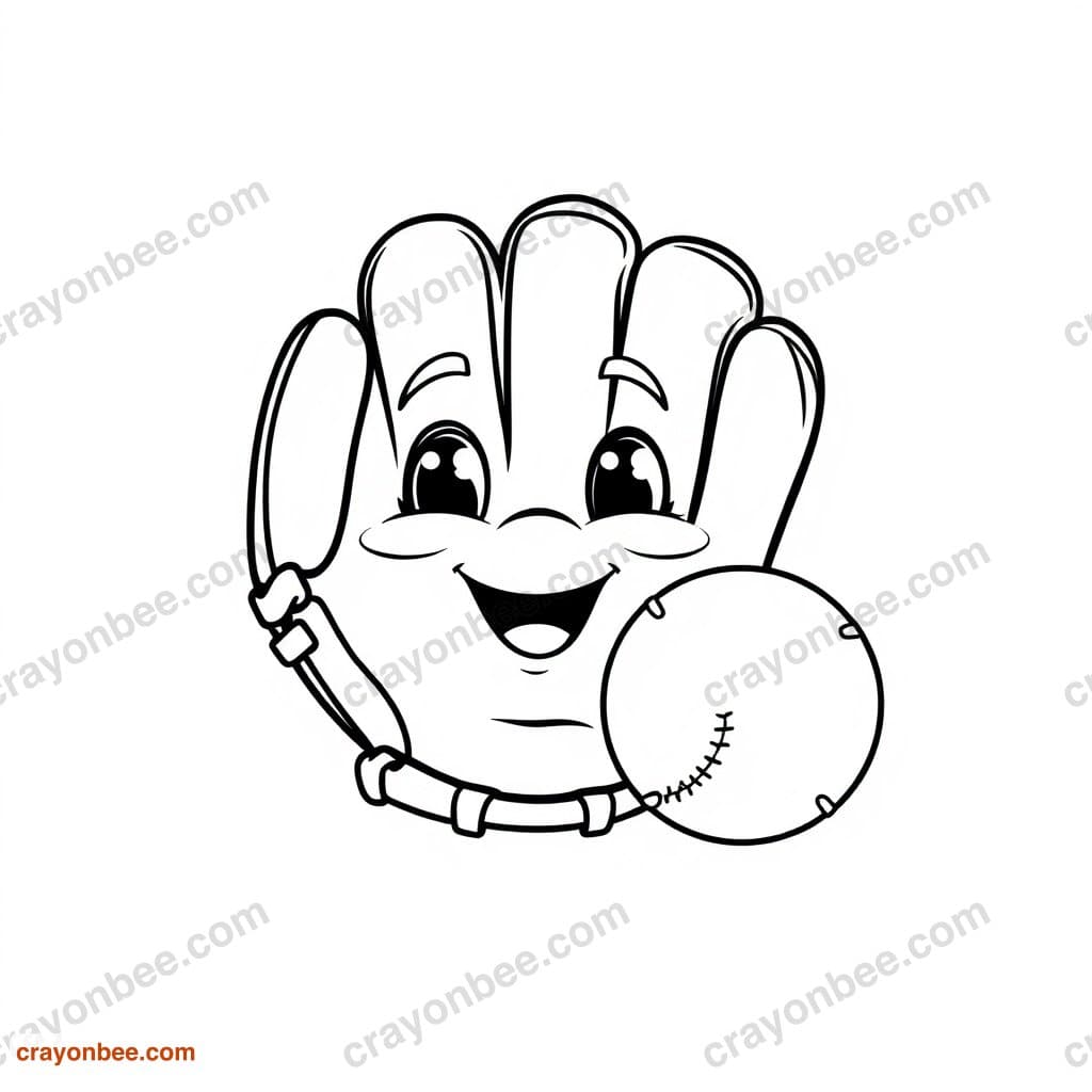 Baseball Glove And Ball Coloring Page — Free Printable PDF
