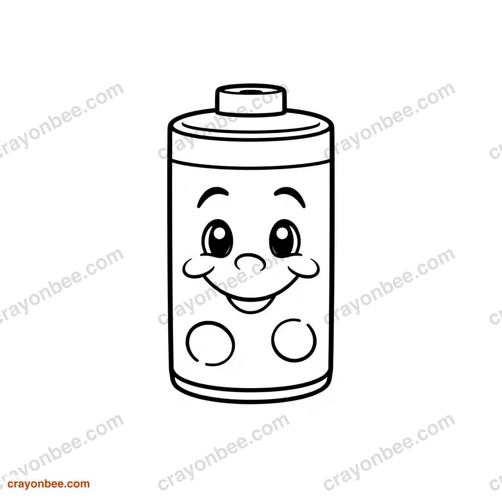 Battery Smiling Coloring Page — Free Printable PDF