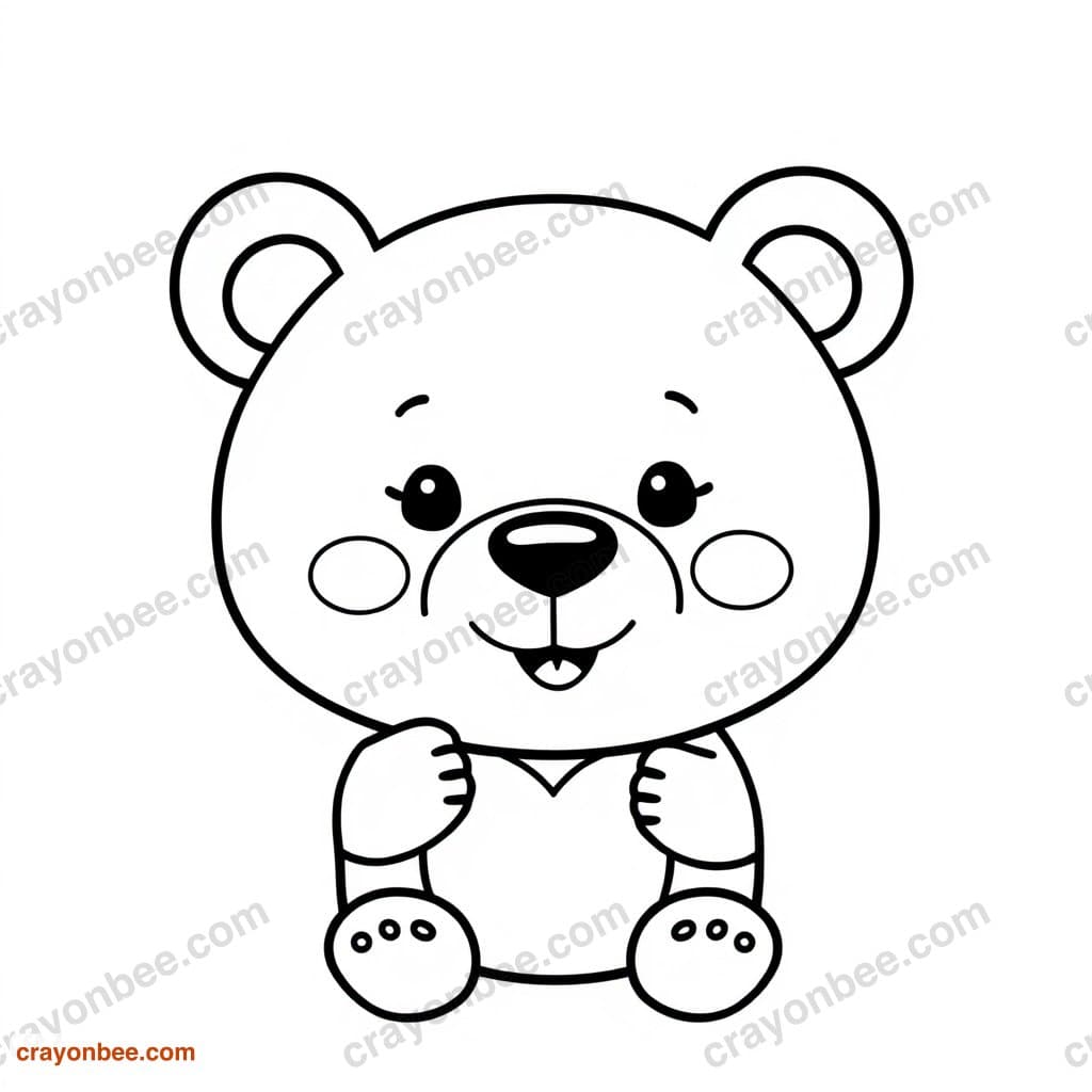 Bear With Heart Coloring Page — Free Printable PDF