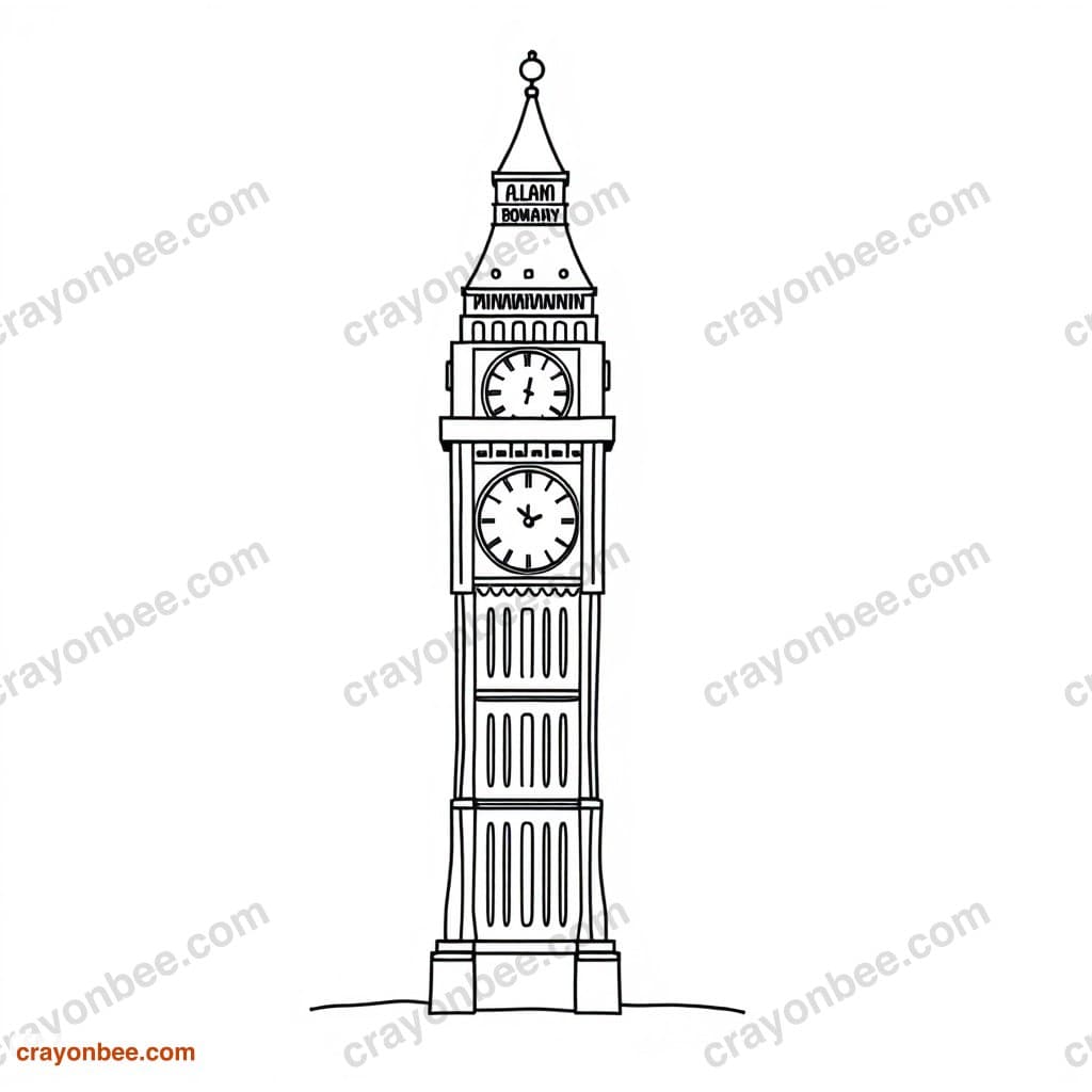Big Ben Clock Tower Coloring Page — Free Printable PDF