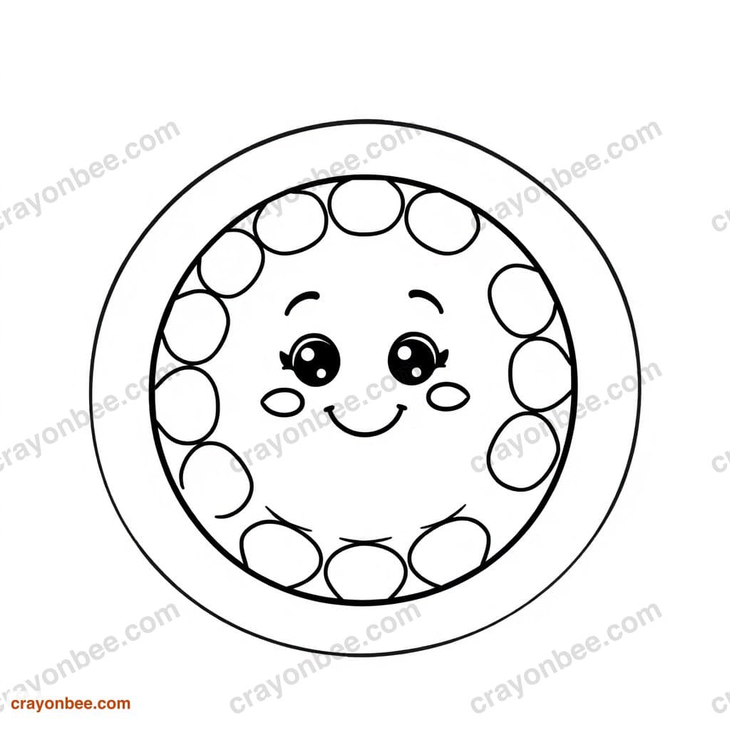 Big Circle With Small Shapes Inside Coloring Page — Free Printable PDF