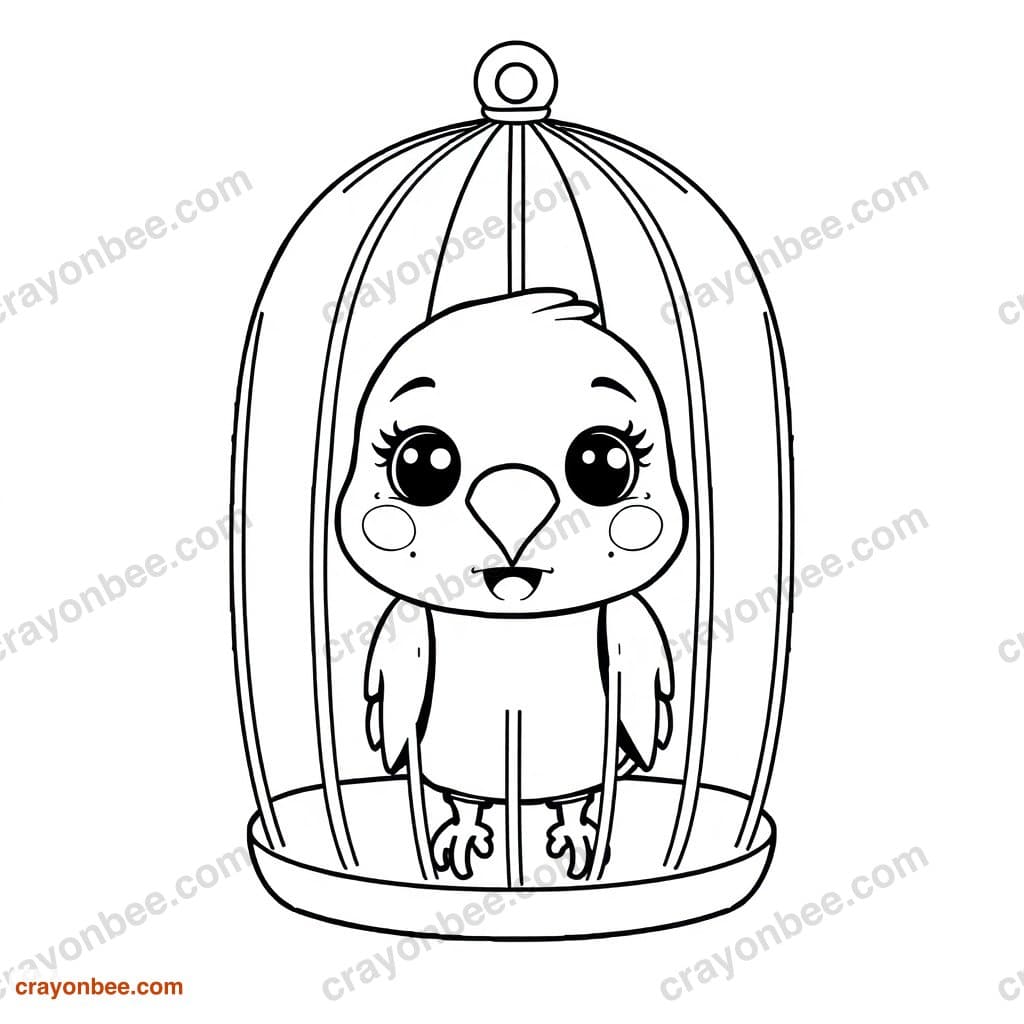 Bird Cage Coloring Page — Free Printable PDF