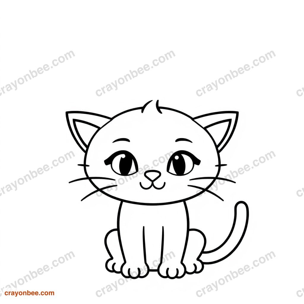 Black Cat Halloween Coloring Page — Free Printable PDF