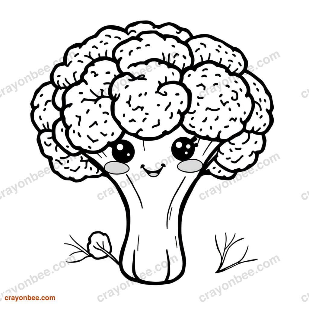 Broccoli Coloring Page — Free Printable PDF