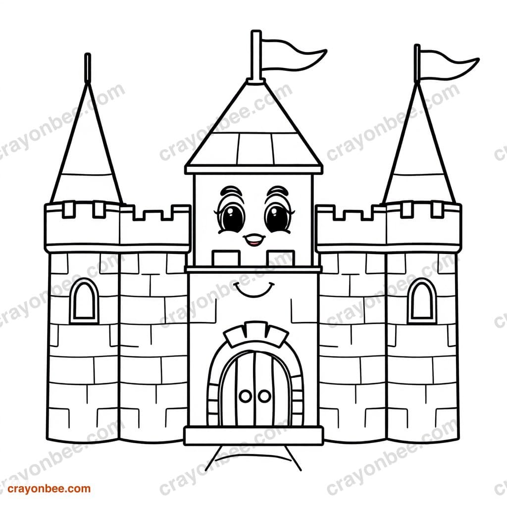 Building Blocks Castle Coloring Page — Free Printable PDF