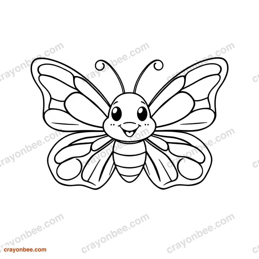 Butterfly Spreading Wings Coloring Page — Free Printable PDF