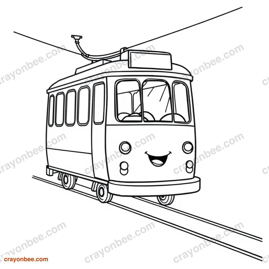 Cable Car Coloring Page — Free Printable PDF