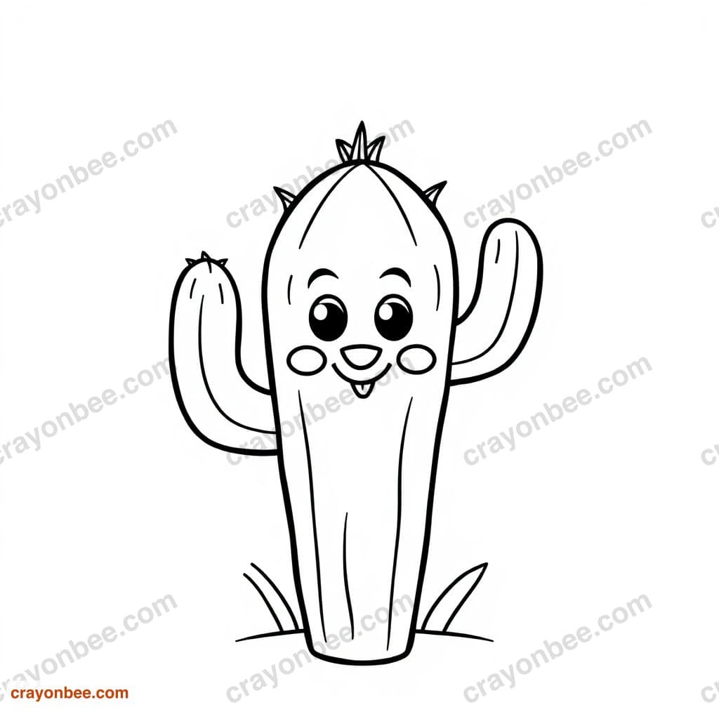 Cactus Coloring Page — Free Printable PDF