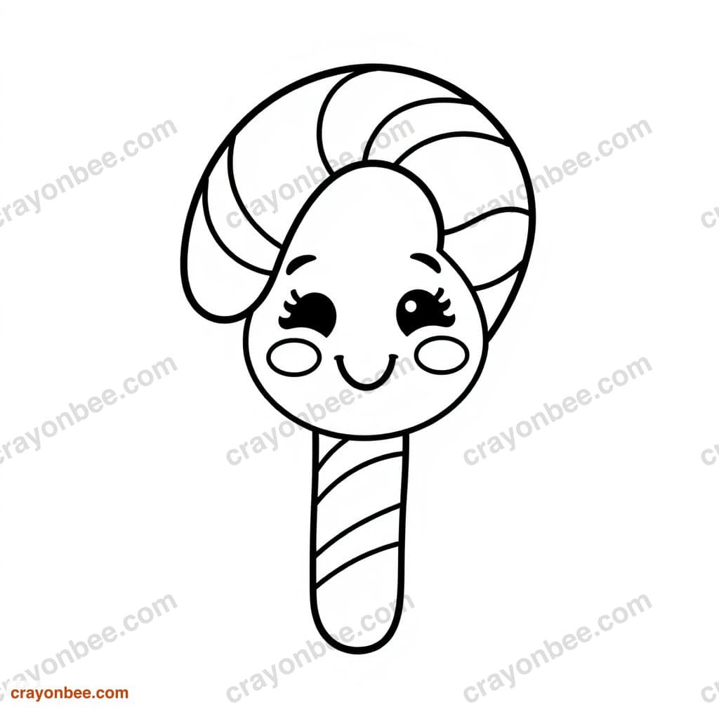 Candy Cane Coloring Page — Free Printable PDF