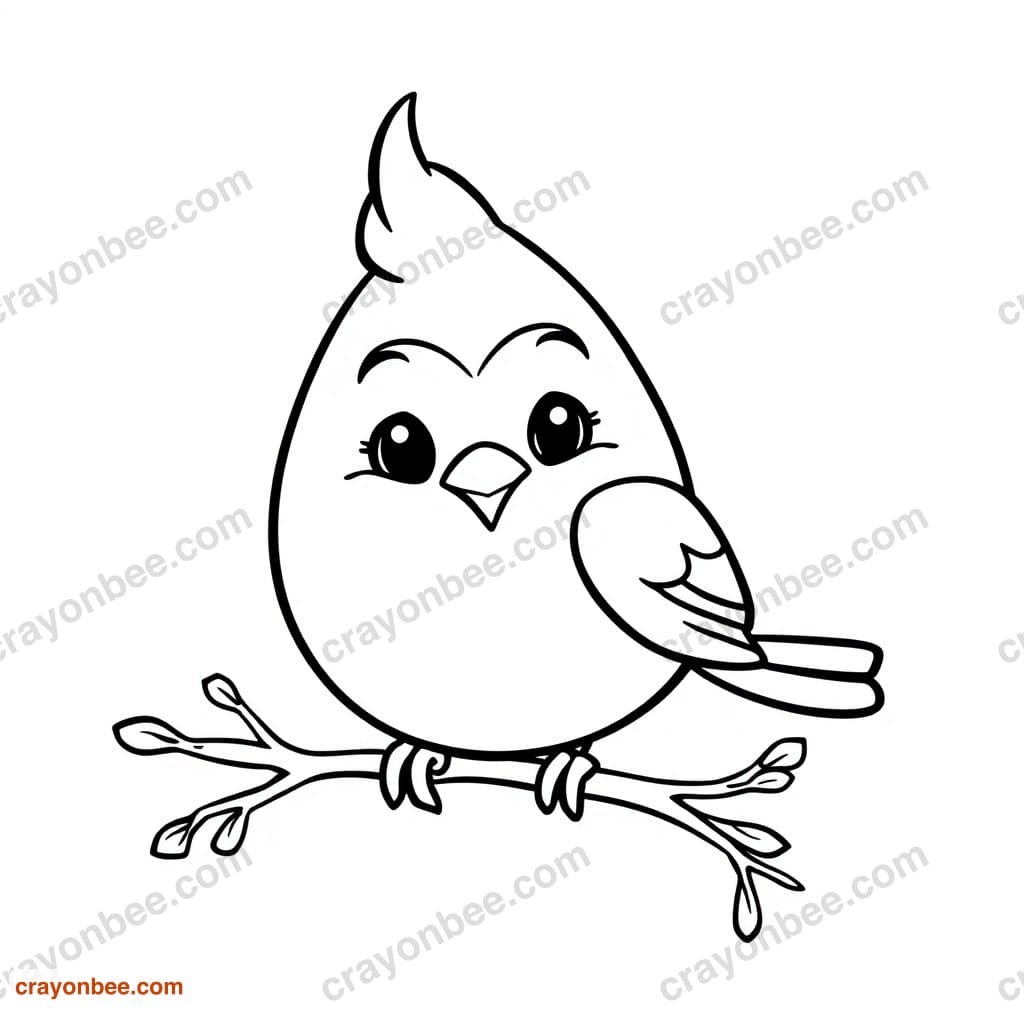 Cardinal Coloring Page — Free Printable PDF