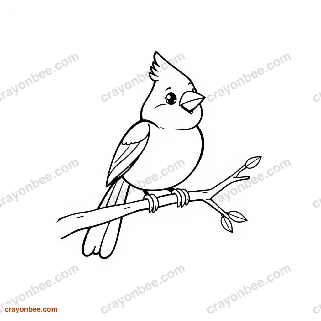 Cardinal On Branch Coloring Page — Free Printable PDF