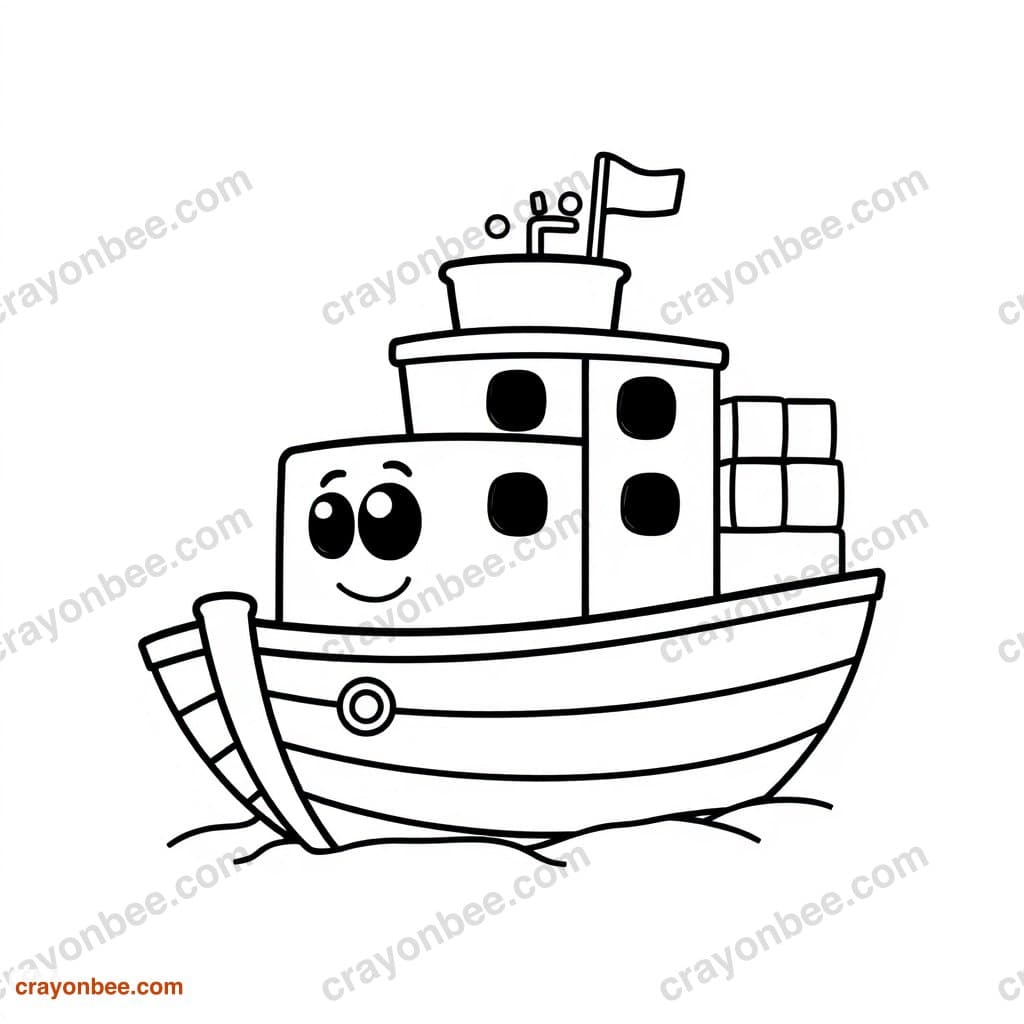 Cargo Ship Coloring Page — Free Printable PDF