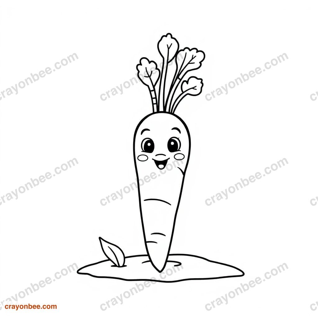 Carrot In Ground Coloring Page — Free Printable PDF