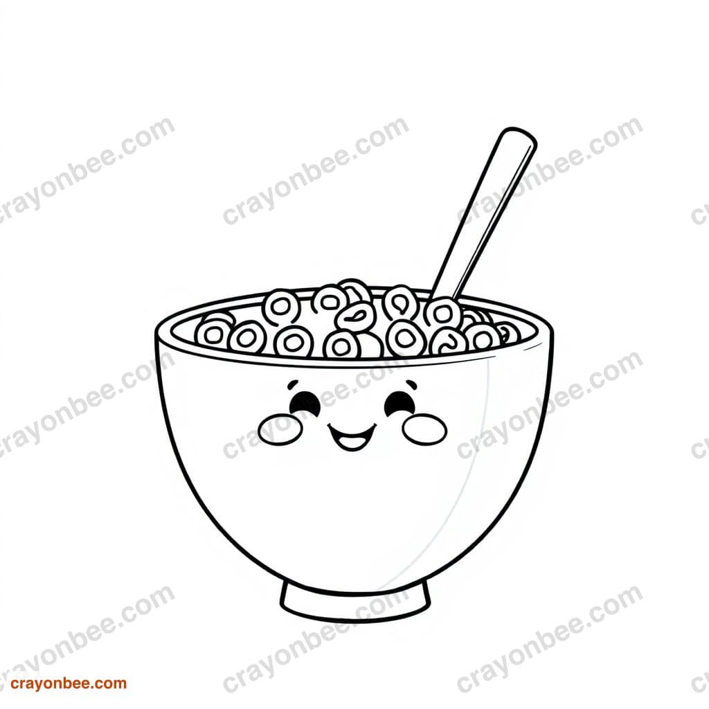 Cereal Bowl Coloring Page — Free Printable PDF