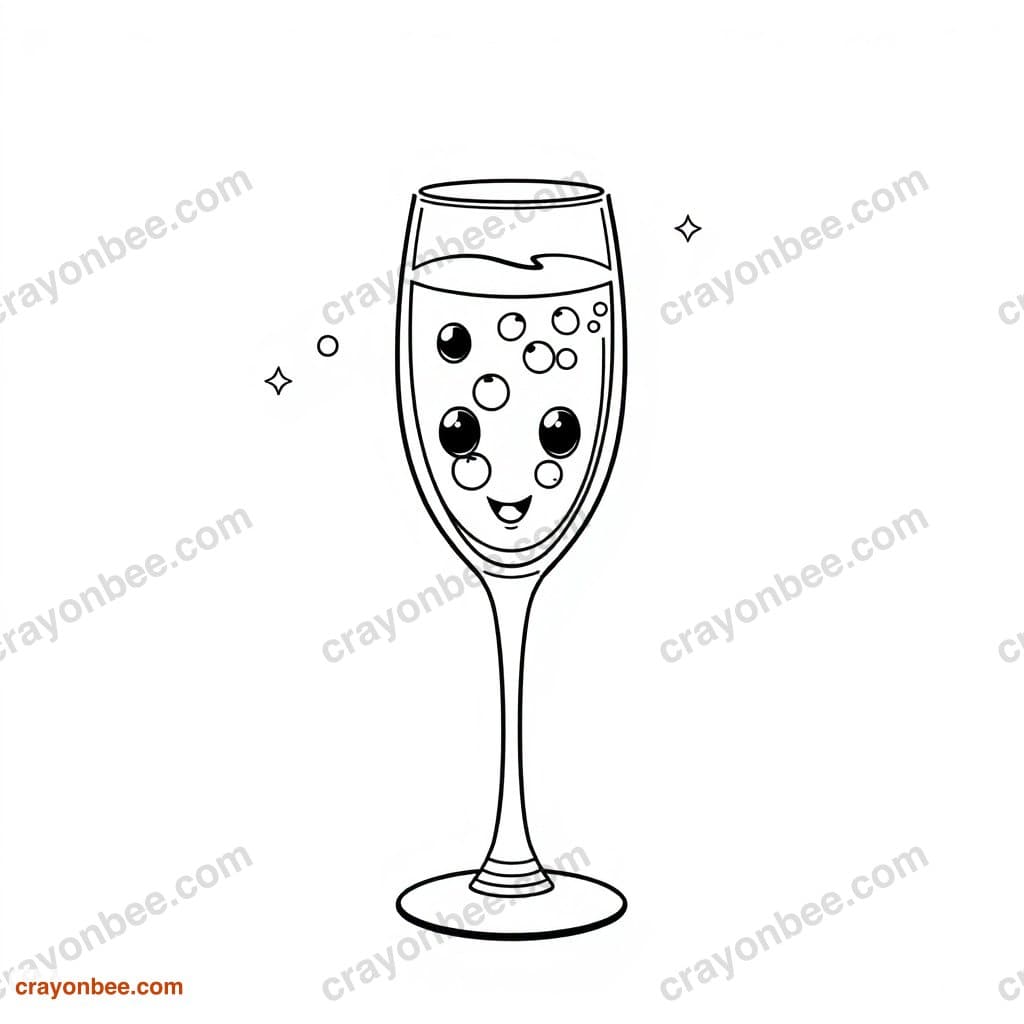 Champagne Glass Sparkling Cider Coloring Page — Free Printable PDF