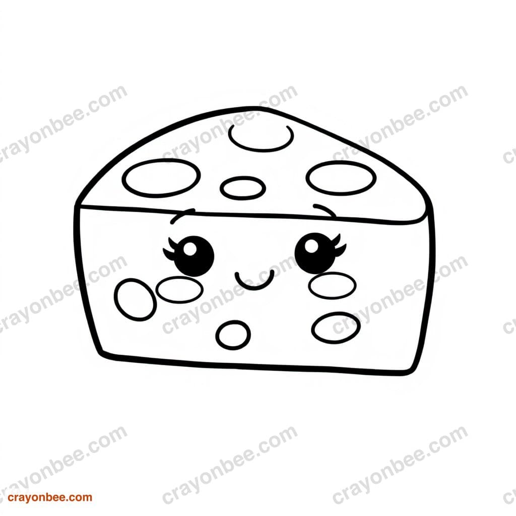 Cheese Wedge Coloring Page — Free Printable PDF