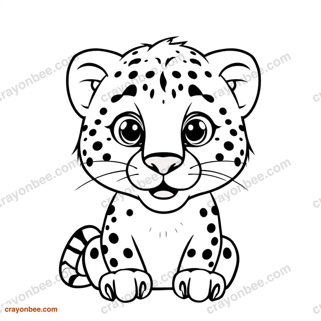 Cheetah Coloring Page — Free Printable PDF