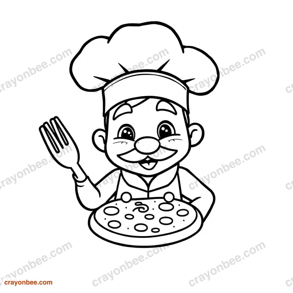 Chef Pizza Coloring Page — Free Printable PDF