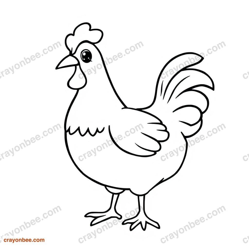 Chicken Coloring Page — Free Printable PDF