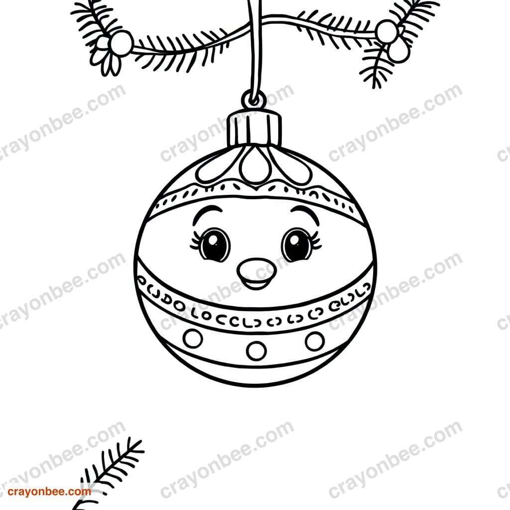 Christmas Ornament Coloring Page — Free Printable PDF