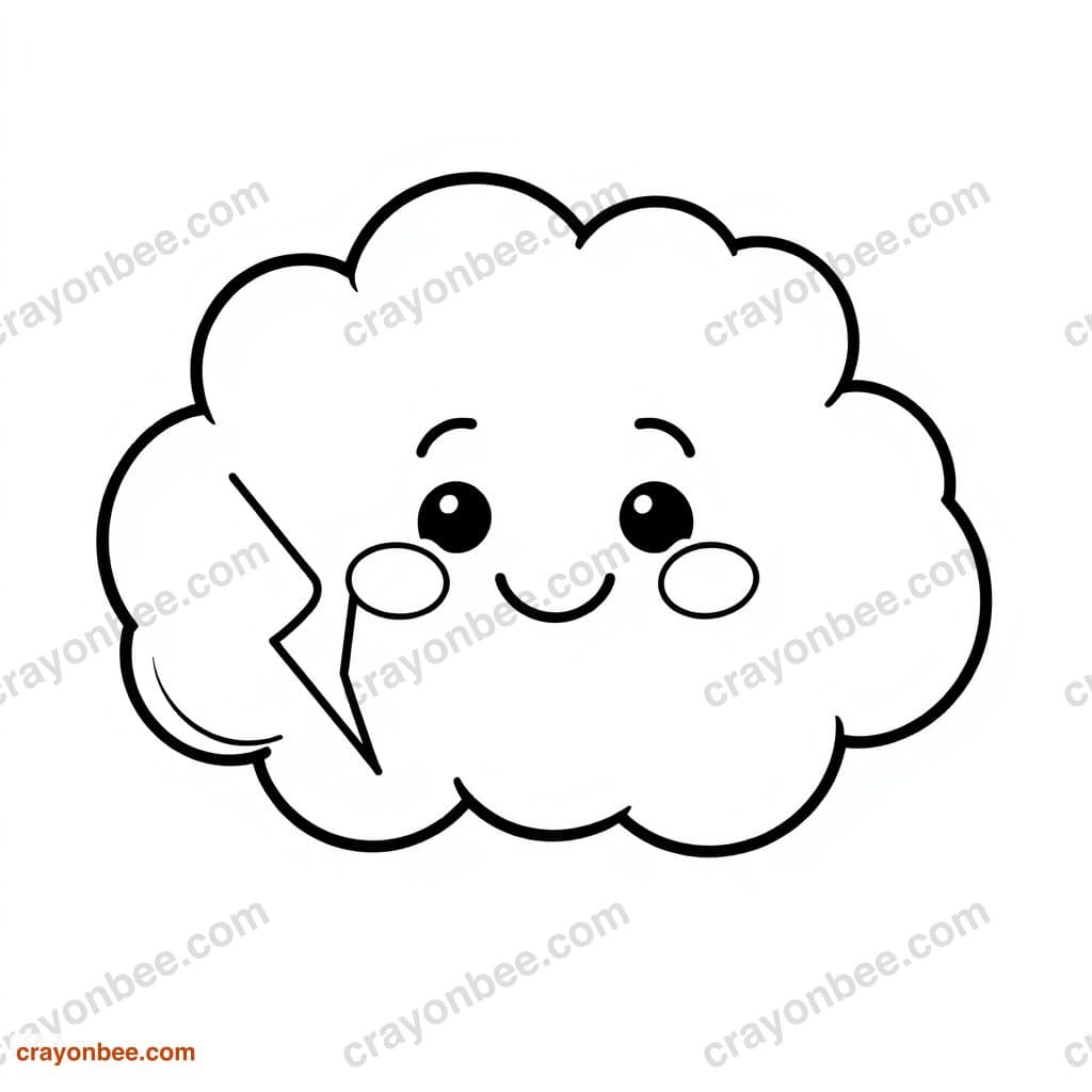 Cloud With Lightning Friendly Coloring Page — Free Printable PDF