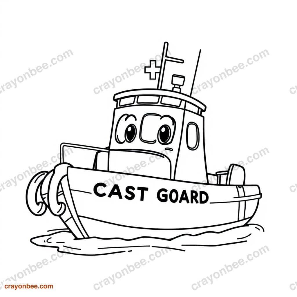 Coast Guard Boat Coloring Page — Free Printable PDF