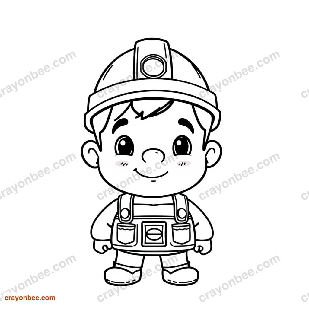 Construction Worker Coloring Page — Free Printable PDF