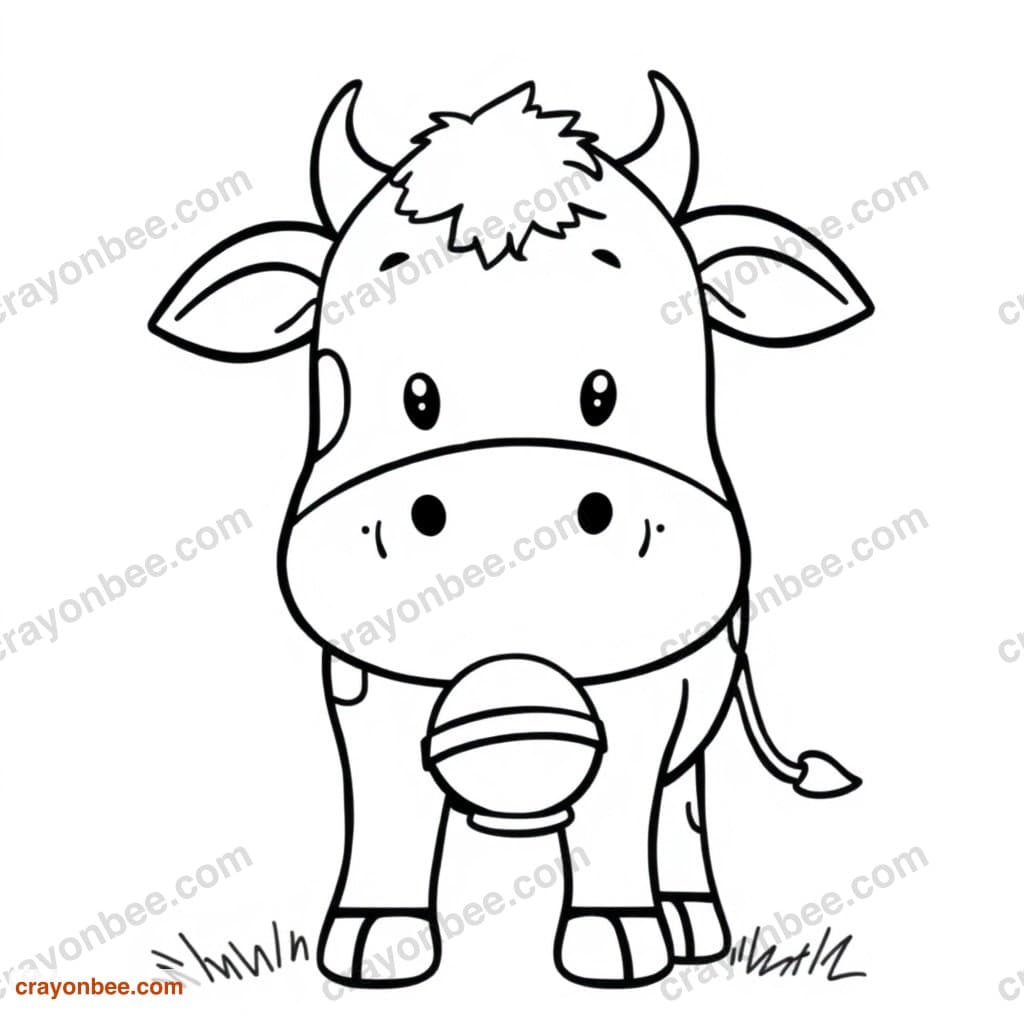 Cow With Bell Coloring Page — Free Printable PDF