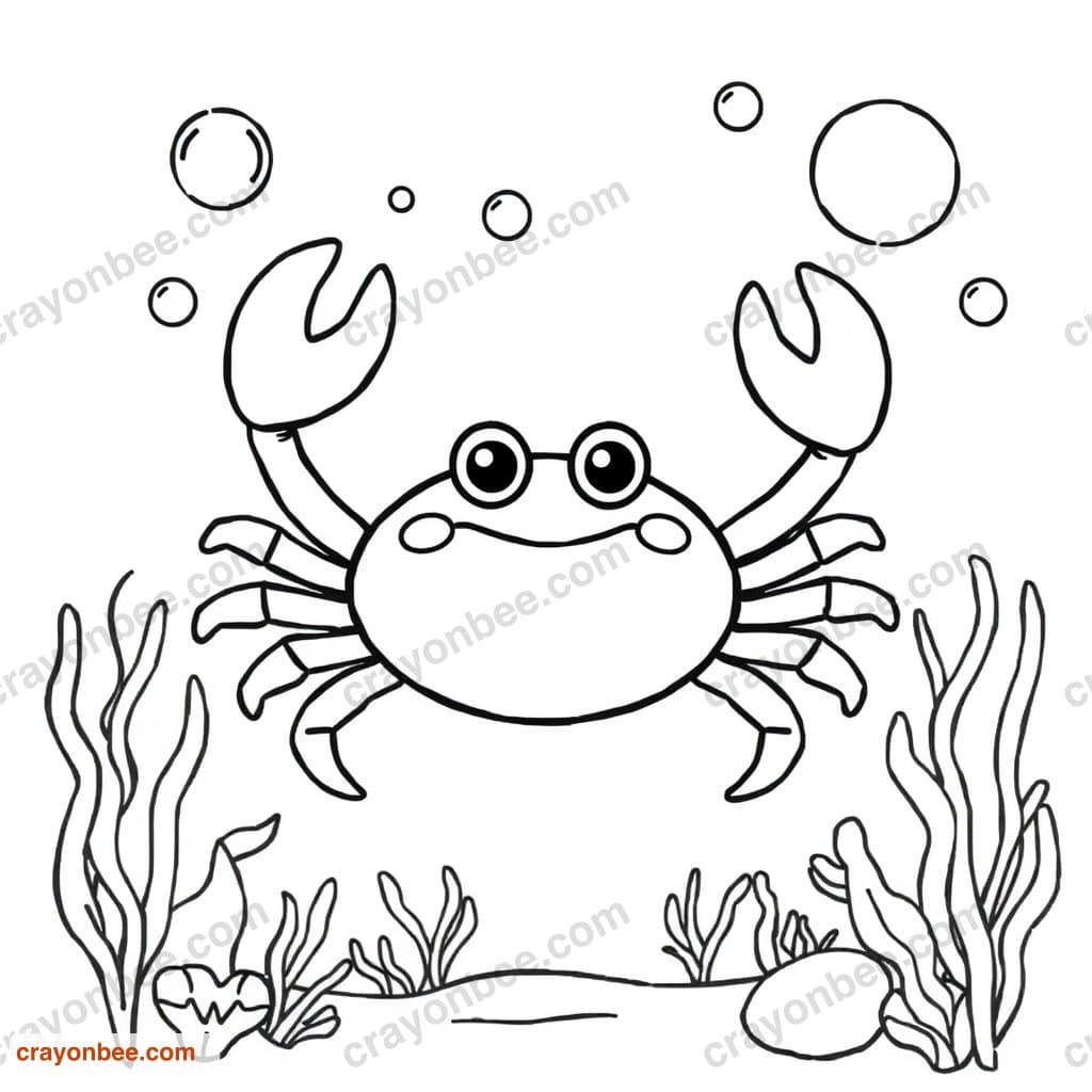 Crab Coloring Page — Free Printable PDF