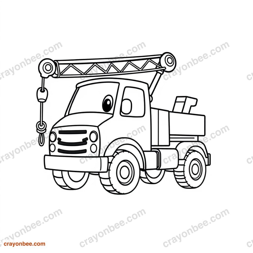 Crane Truck Coloring Page — Free Printable PDF