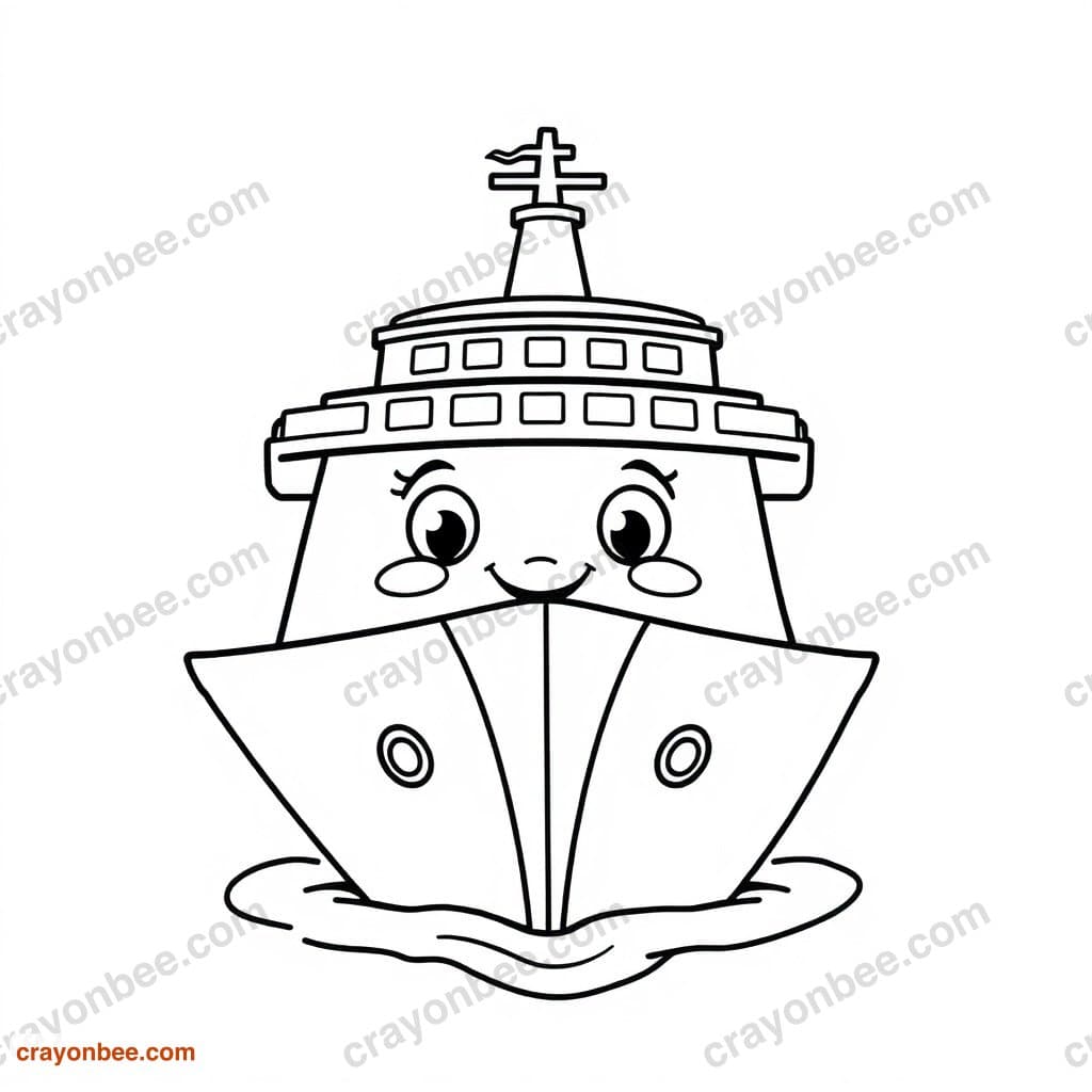 Cruise Liner Coloring Page — Free Printable PDF