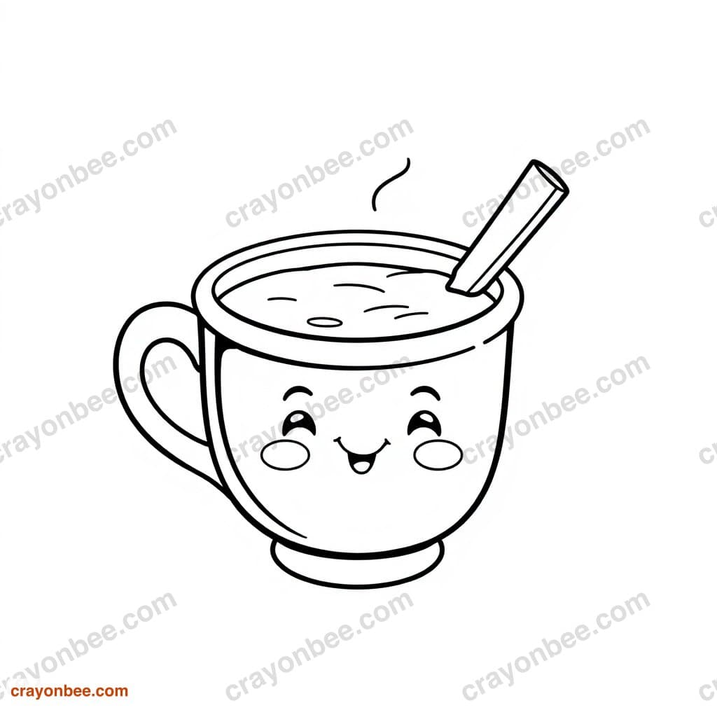 Cup Of Cocoa Coloring Page — Free Printable PDF