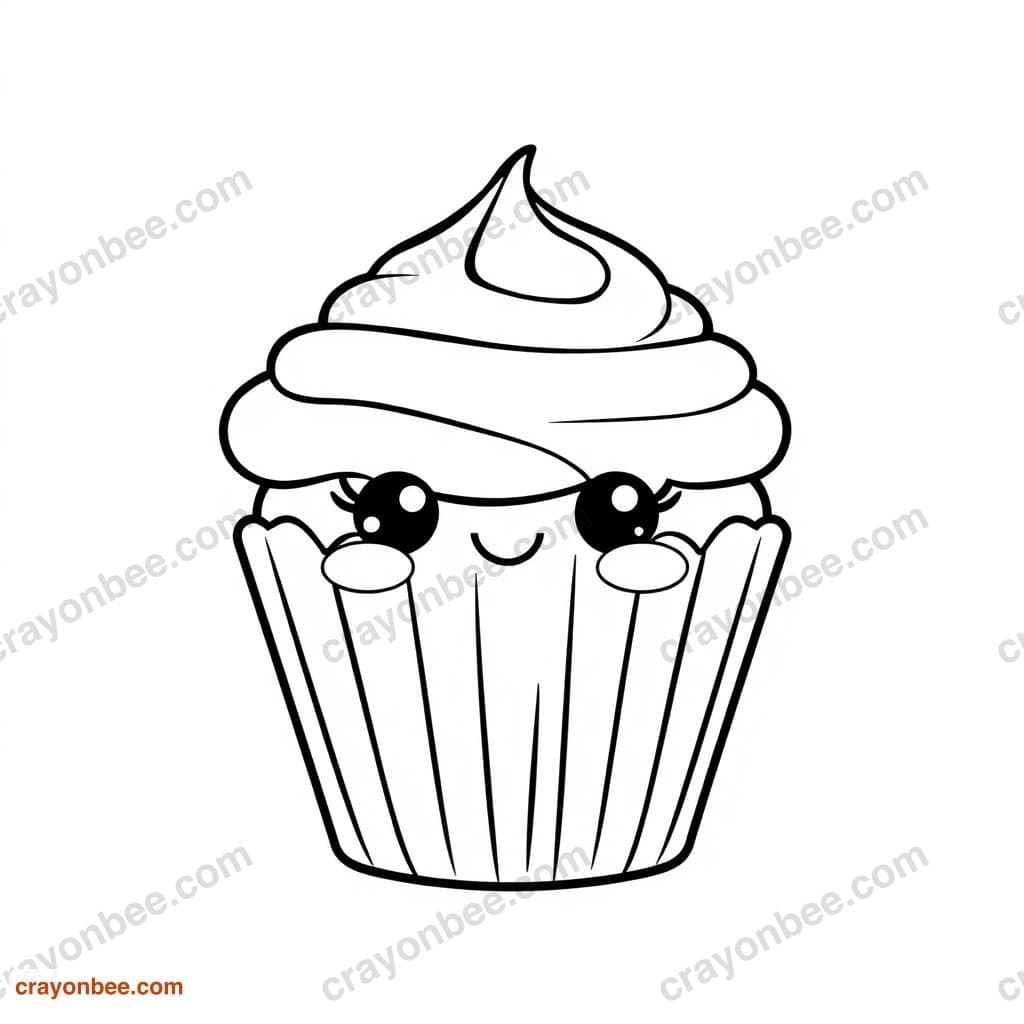 Cupcake Coloring Page — Free Printable PDF
