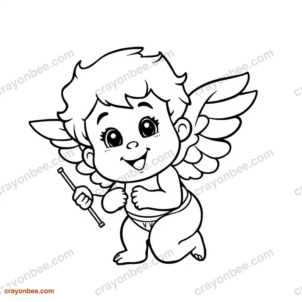 Cupid Coloring Page — Free Printable PDF