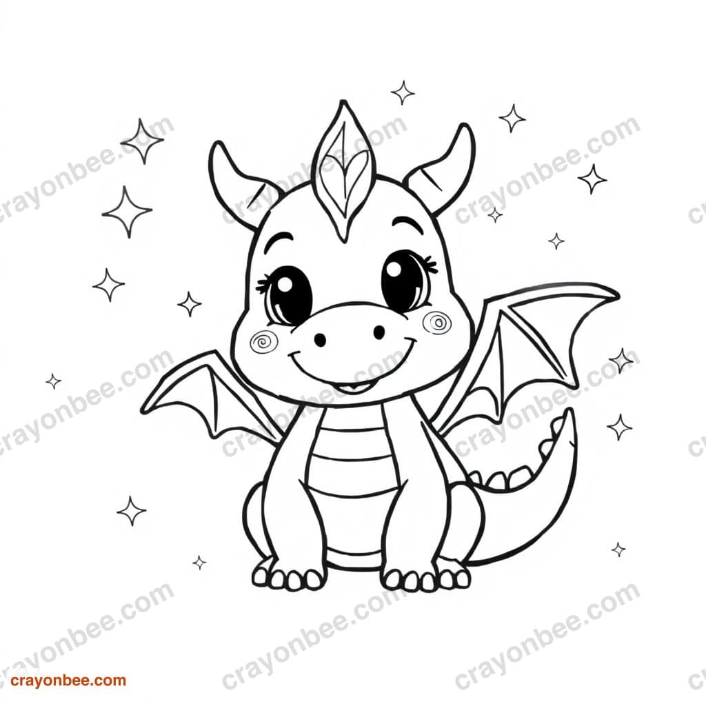 Cute Dragon Coloring Page — Free Printable PDF