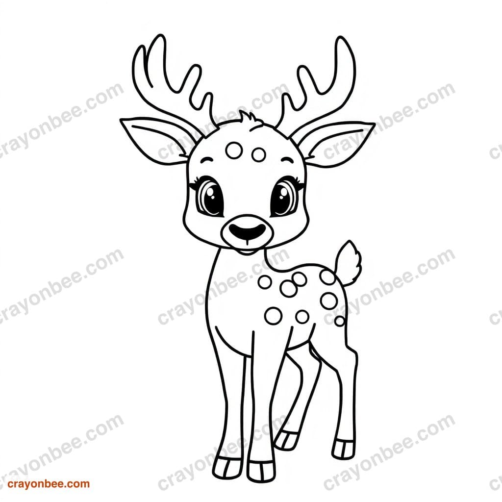 Deer With Spots Coloring Page — Free Printable PDF