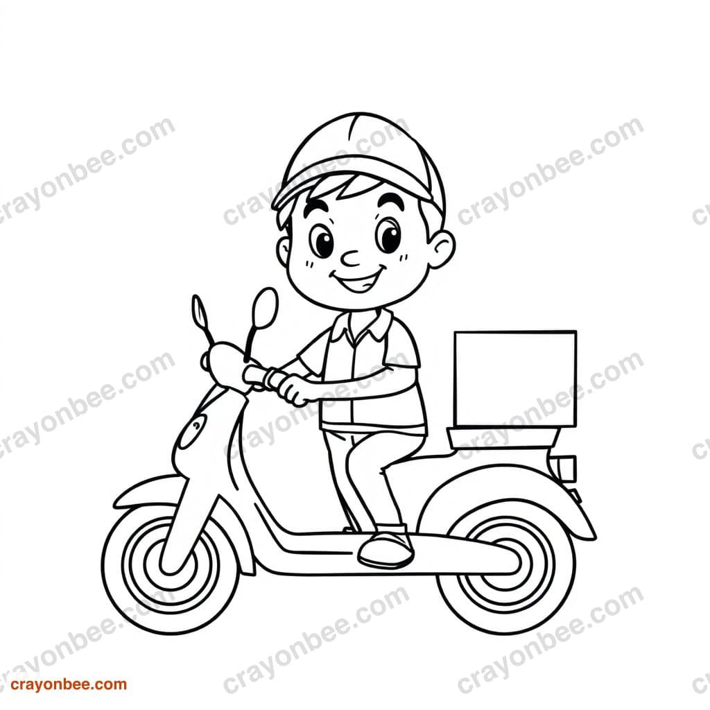 Delivery Driver Coloring Page — Free Printable PDF