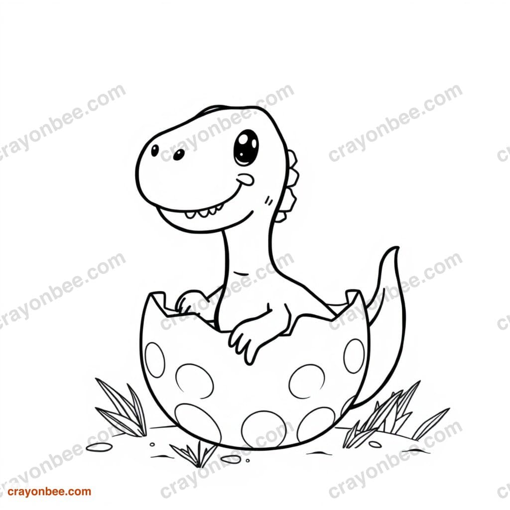 Dinosaur Egg Hatching Coloring Page — Free Printable PDF