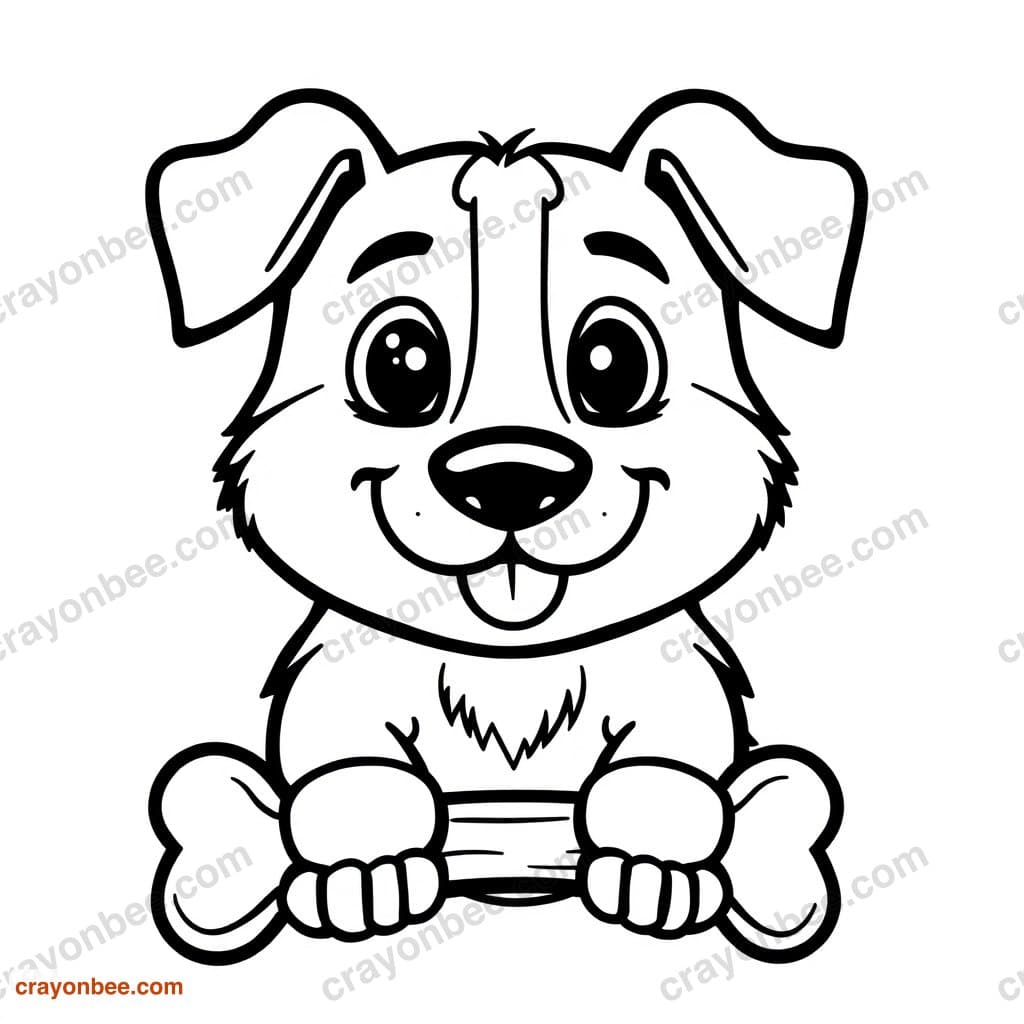 Dog With Bone Coloring Page — Free Printable PDF