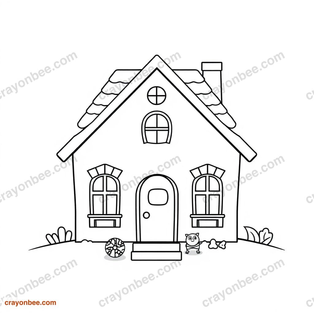 Dollhouse Coloring Page — Free Printable PDF