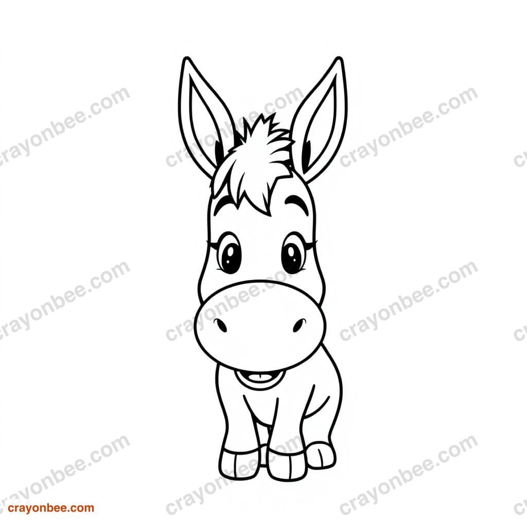 Donkey Coloring Page — Free Printable PDF