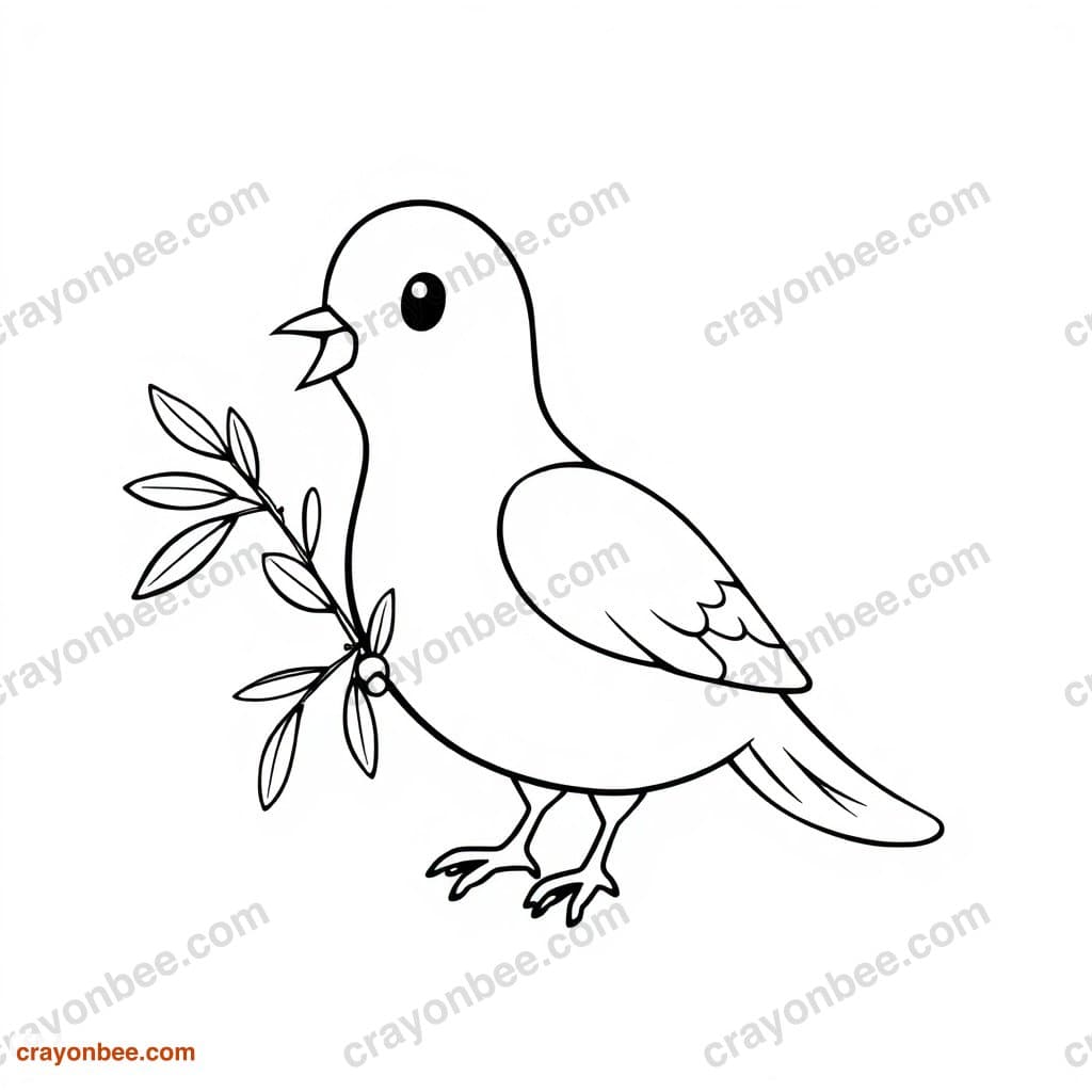 Dove With Olive Branch Coloring Page — Free Printable PDF